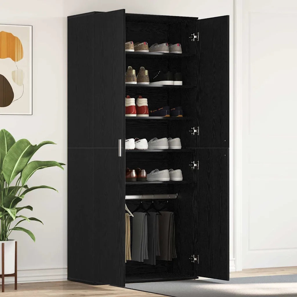 Mobile per scarpe con lo scaffale Rovere Nero 80 x 39 x 178 cm 3333875
