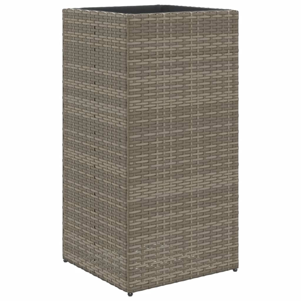 Fioriera rialzata per piante e fiori terrazza/giardino 40 x 40 x 80 cm resina intrecciata grigia 02_0037586
