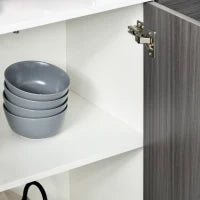 Mobiletto Armadietto Multiuso per Soggiorno, Cucina, Ufficio, 2 Cassetti e 2 Armadietti con Apertura a Pressione, Grigio