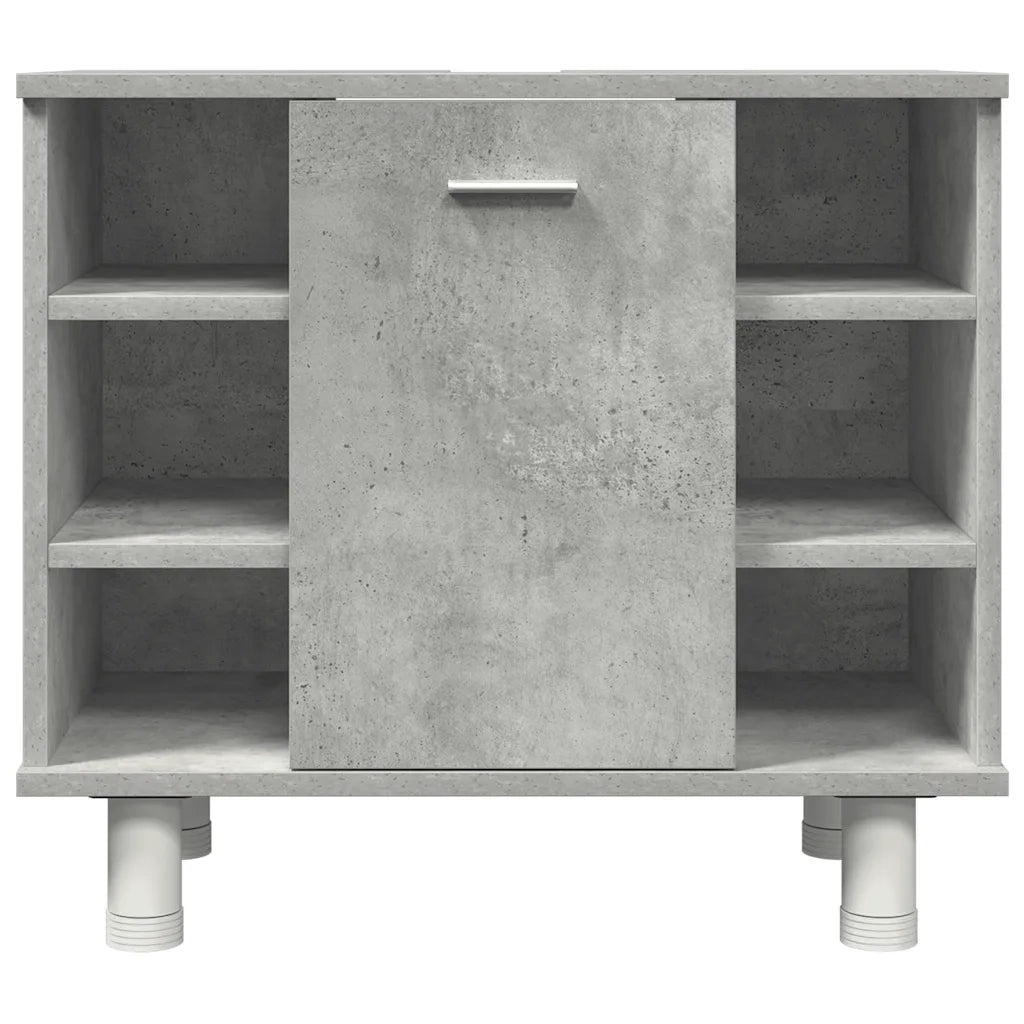 Set Mobili da Bagno | Armadio da bagno 3 pz Grigio Cemento in Legno Multistrato
