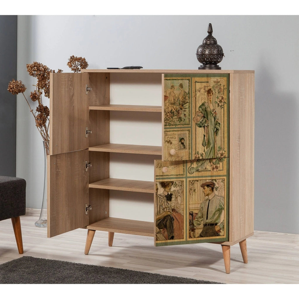 Madia Agyemang, Credenza 3 Ripiani, 95x36x111h cm Marrone Quercia