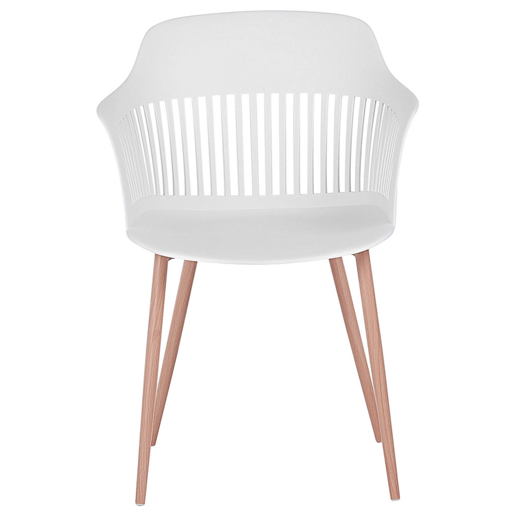 Set di 2 sedie da pranzo bianche in materiale sintetico gambe in metallo con schienale aperto da lavoro soggiorno moderno