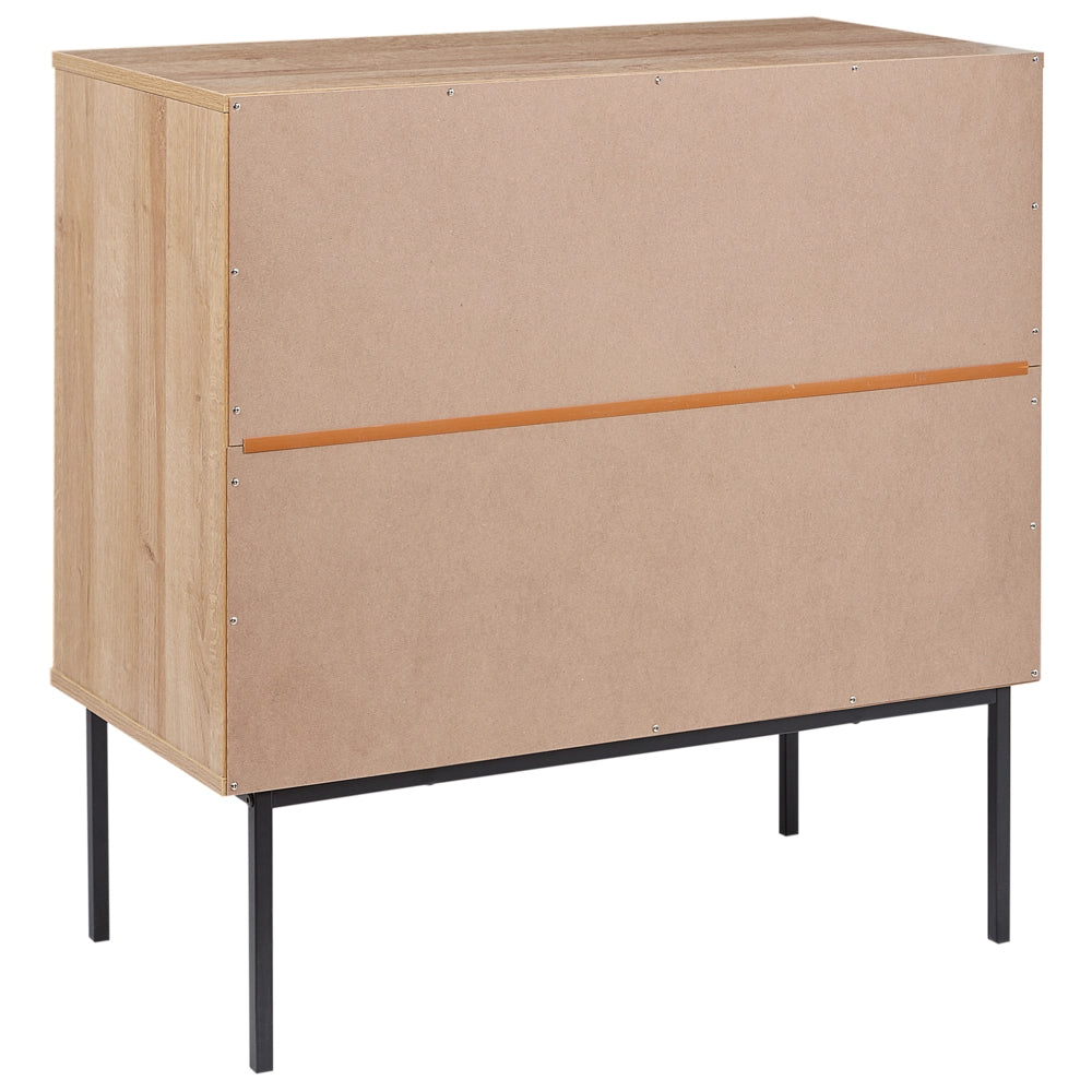 Cassettiera in rattan con tre cassetti con frontale in vimini legno chiaro stile moderno e classico