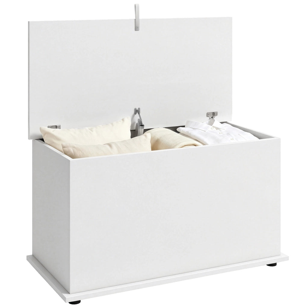 Baule Contenitore 102 L e Panca Multiuso 80x40x45 cm Bianco Legno