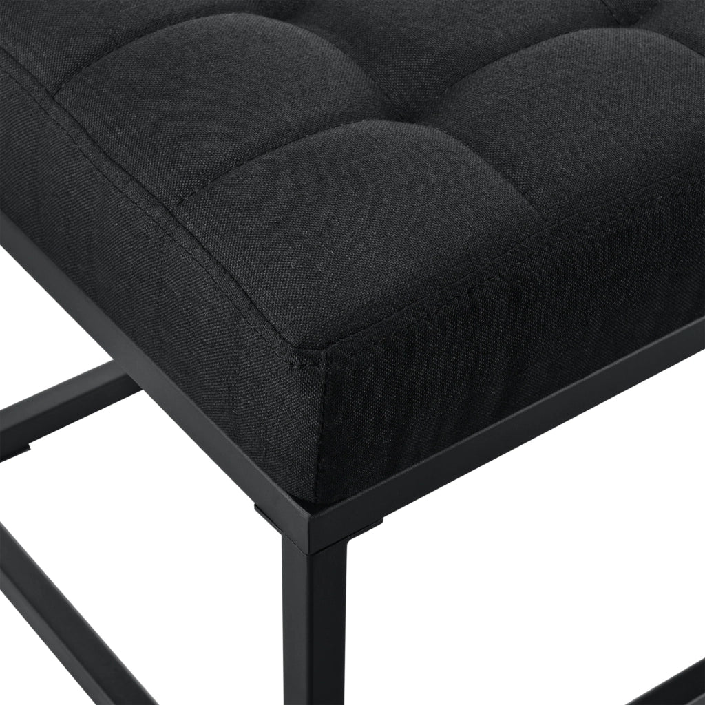 Sgabello/panca imbottito con gambe in metallo e rivestimento in tessuto 120 cm nero 03_0006273