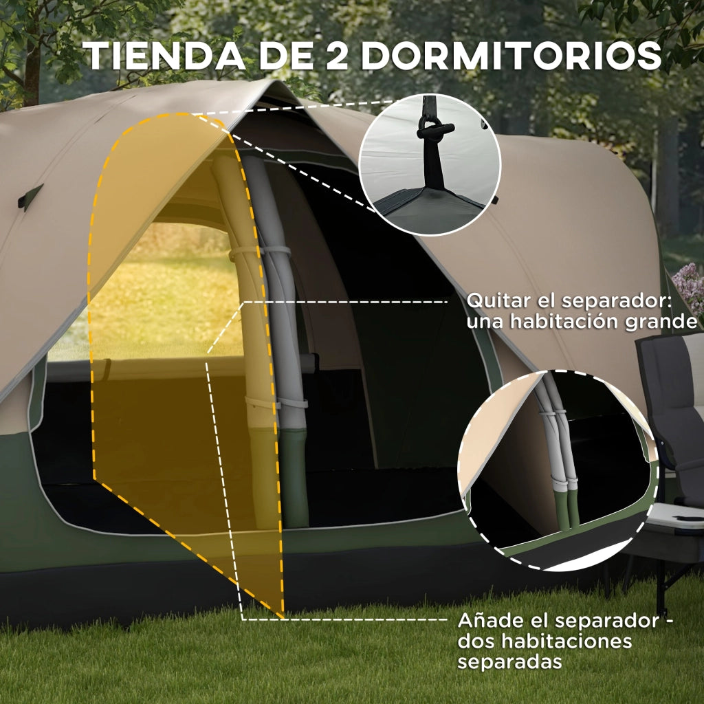 Tenda da Campeggio Pieghevole ¨C Xylo ¨C 2 Camere con Borsa Trasporto Impermeabile 450x215x180 cm Verde Oliva