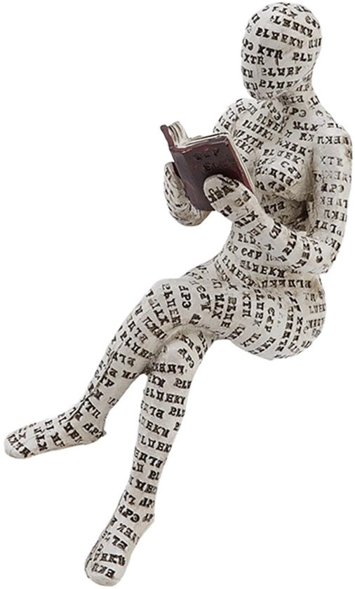 Decorazione per Libreria - Figura di Donna che Legge - Scultura Decorativa - Decorazione per Libreria - Materiale Duraturo Polyhars - Manuale Hand-painted - Regalo Unico