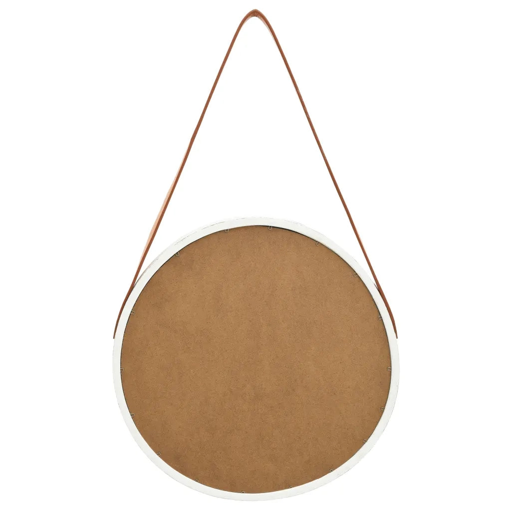 Specchio da Parete con Cinghia-Specchio a Muro-Specchio Decorativo 40 cm Bianco