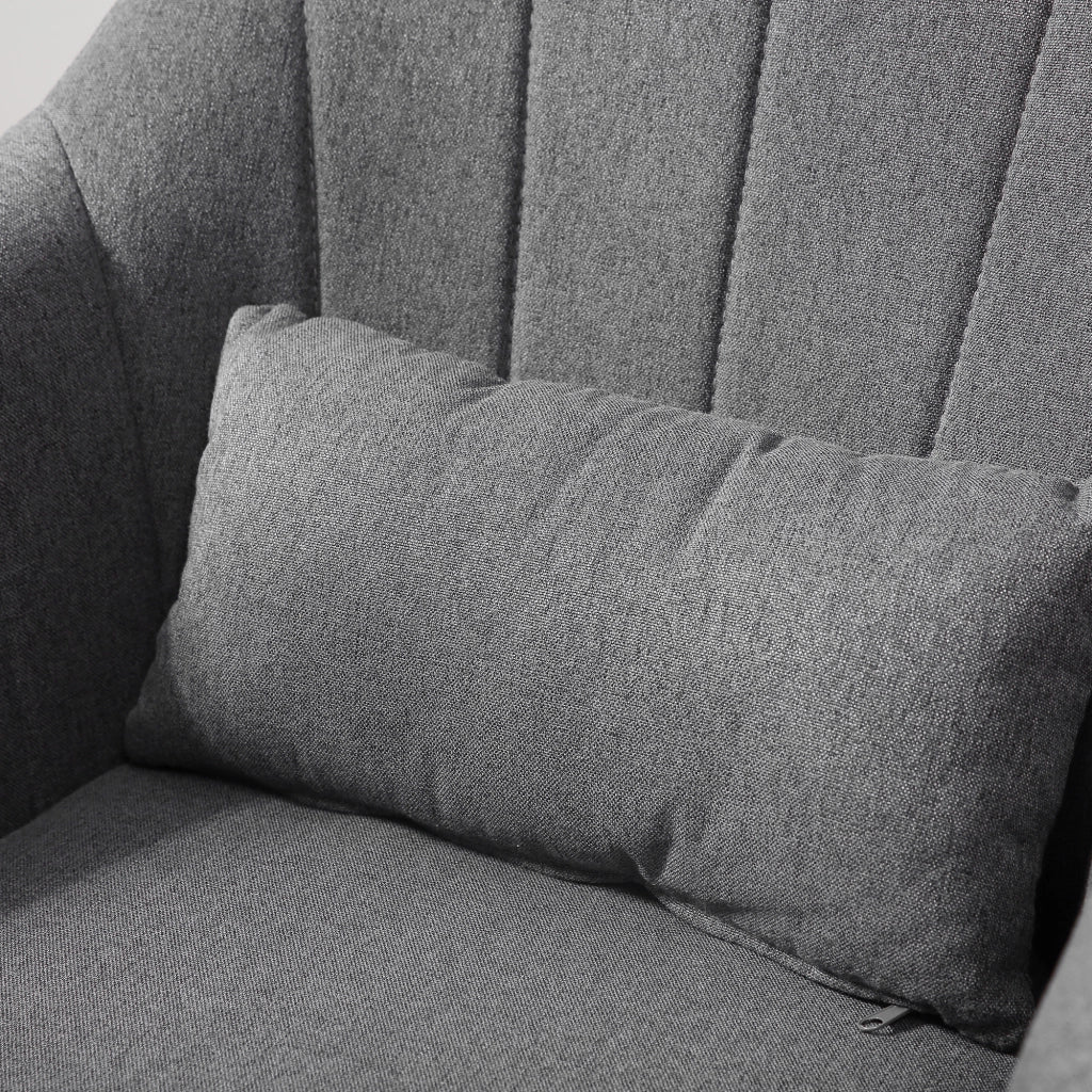 Chaise de bureau girevole e regolabile in altezza con supporto lombare e braccioli in poliestere grigio scuro