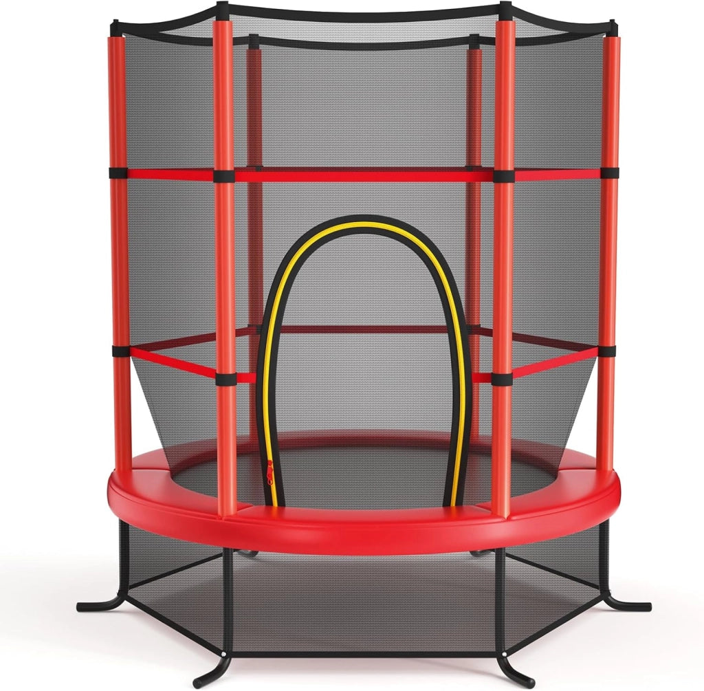 Trampolino per Bambini 3-6 Anni, Tappeto Elastico Bambini con Rete di Sicurezza e Chiusura a Cerniera, Saltarello da Esterno in Acciaio Zincato, Portato 135 kg, 165x165x161 cm