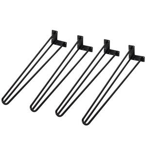 Set 4 Gambe per Tavolo 12x12x71 cm in Acciaio Preforato Nero