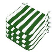Set 4 Cuscini Sedia Cotone A Righe Verde Coprisedia Trapuntati Lavabili Morbidi Universali