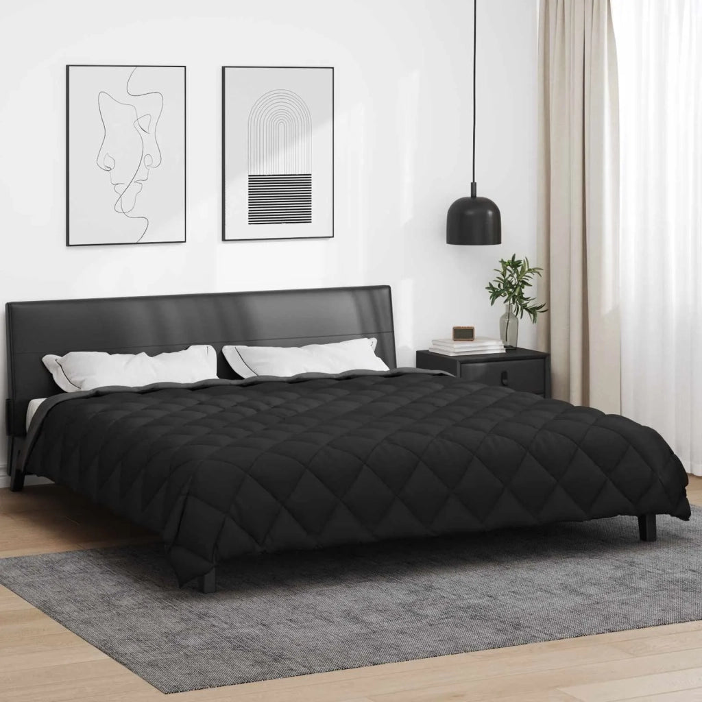 Duvet Invernale Nero e antracite 220 x 260 cm Microfibra