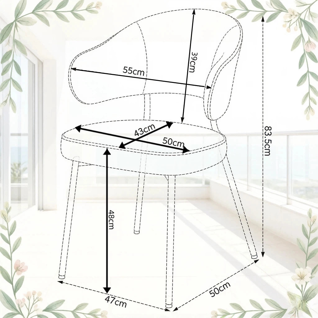 Set di 2 sedie da pranzo imbottite in velluto nero, con braccioli e struttura in metallo, portata 120 kg