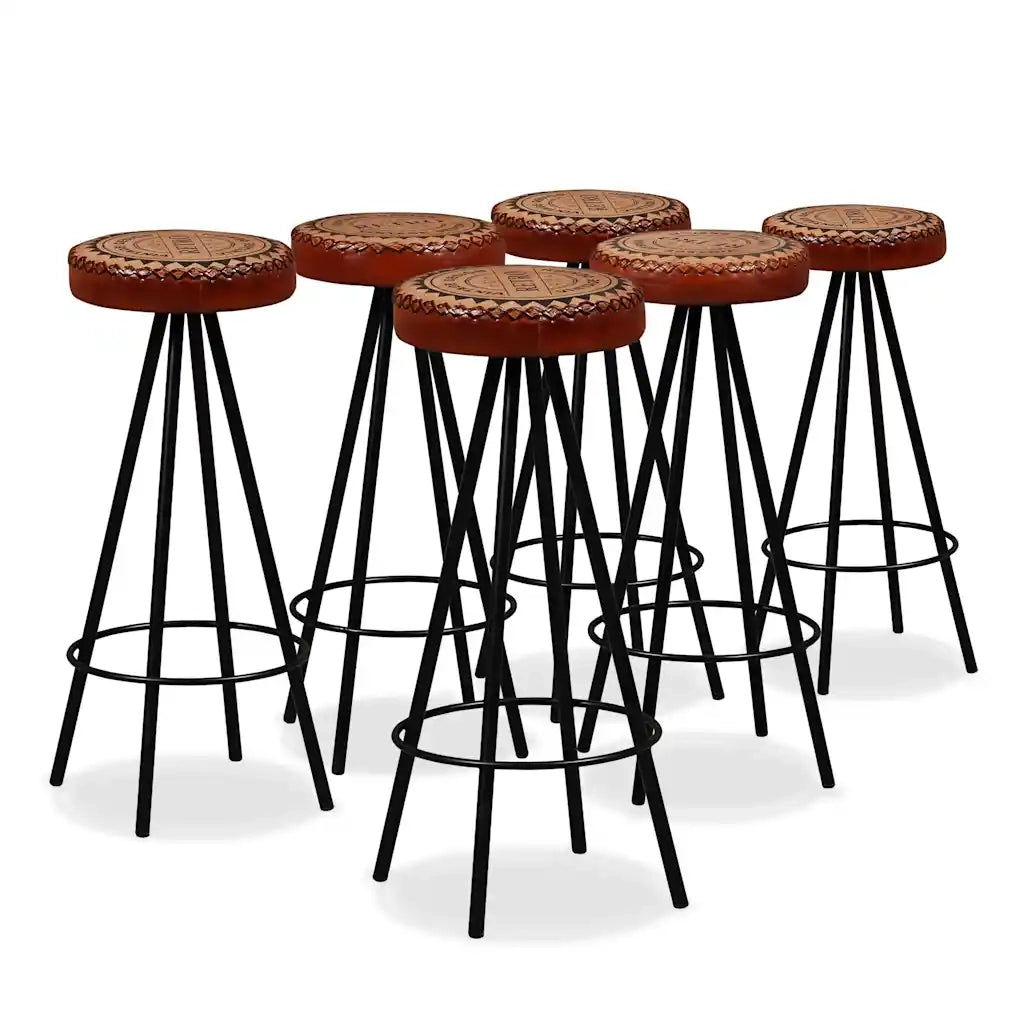 Set da Bar 7 pz in Legno Massello di Acacia Vera Pelle e Tela cod mxl 8943