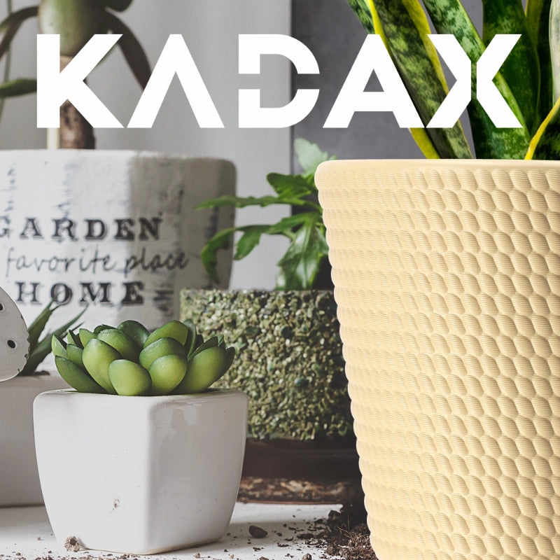 Vaso da fiori KADAX in plastica, rotondo, 30 cm, beige