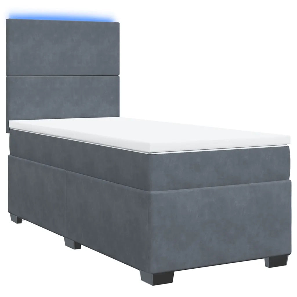Giroletto a Molle con Materasso Grigio Scuro 90x200 cm Velluto