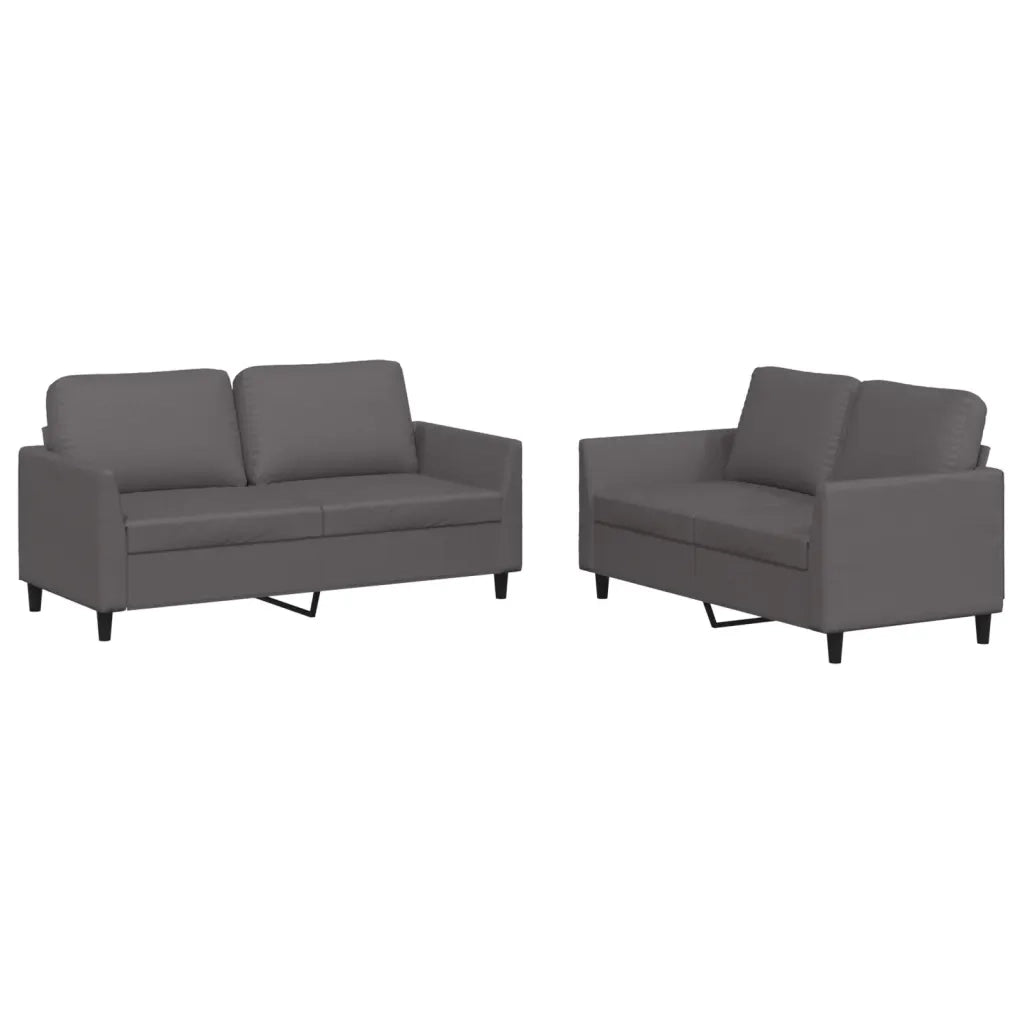 Set di Divani 2 pz con Cuscini Grigio in Similpelle 3201752