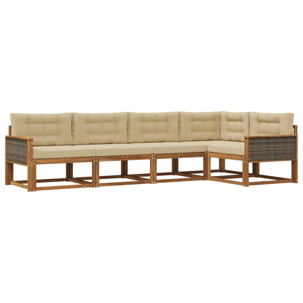 Set di divani da esterno 5 pcs Naturale e Beige