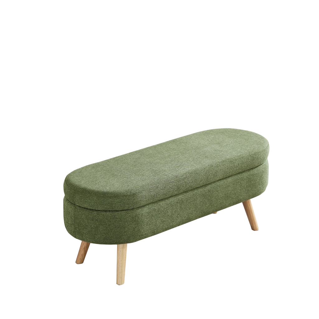 Panca contenitore 110 cm con coperchio ventilato e piedi antiscivolo in chenille verde