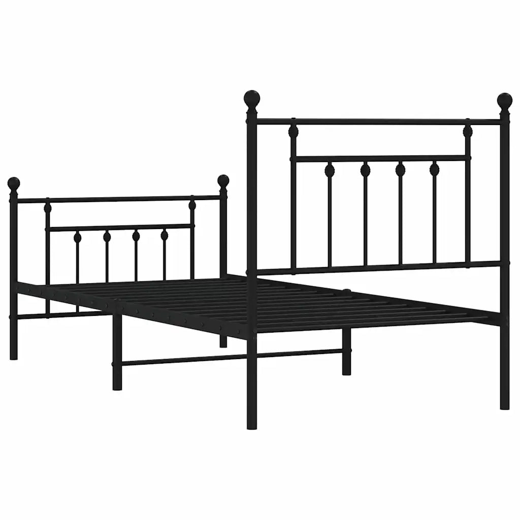 Giroletto con Testiera e Pediera Metallo Nero 80x200 cm 353546