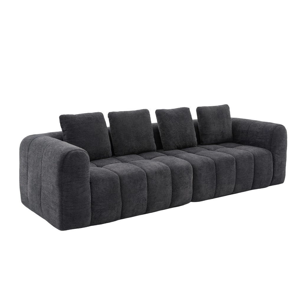 Divano angolare modulare 2 pezzi - Zephmum - Grigio scuro 260x94,5x80 cm - Schiuma ad alta densit¨¤, senza montaggio, velluto