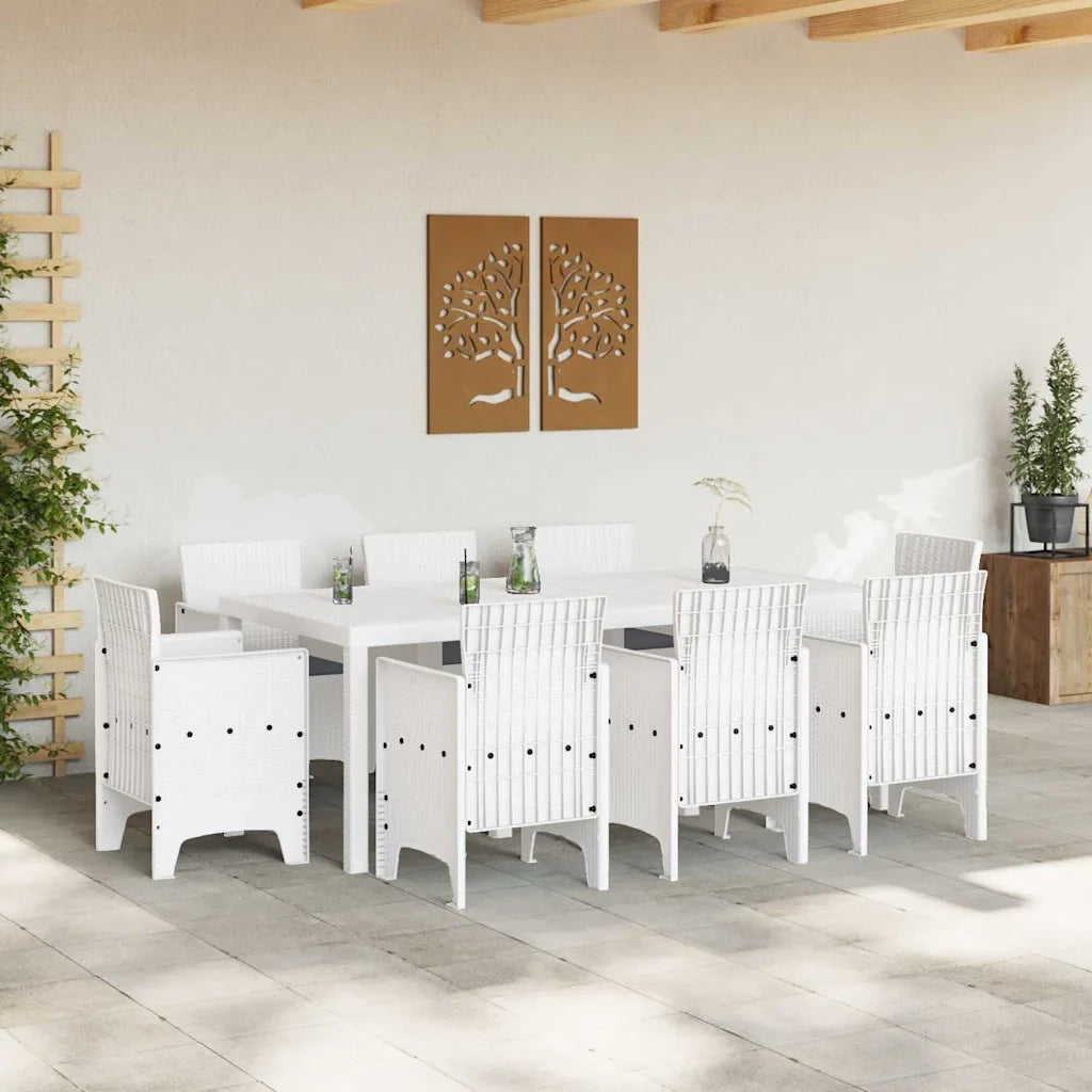 Set da Pranzo per Giardino 9 pcs Bianco Polipropilene 3378585