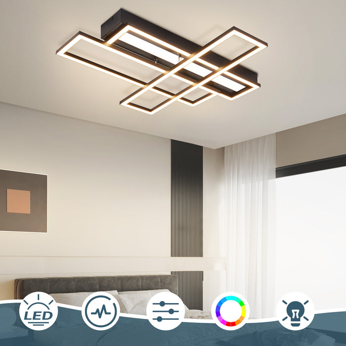 ZMH Lampada da soffitto LED 54W nera dimmerabile con telecomando design per camera letto cucina