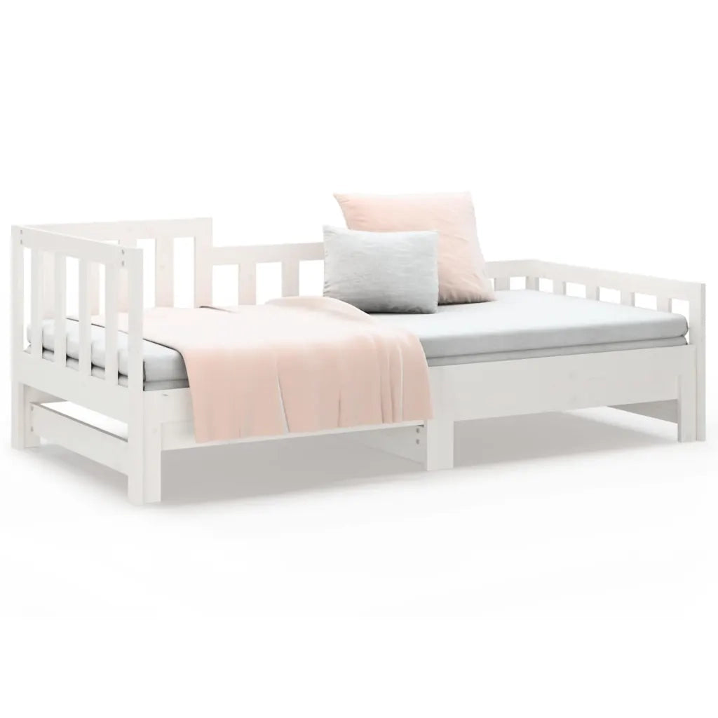 Dormeuse Estraibile Bianca 2x(90x190) cm Legno Massello di Pino 820747