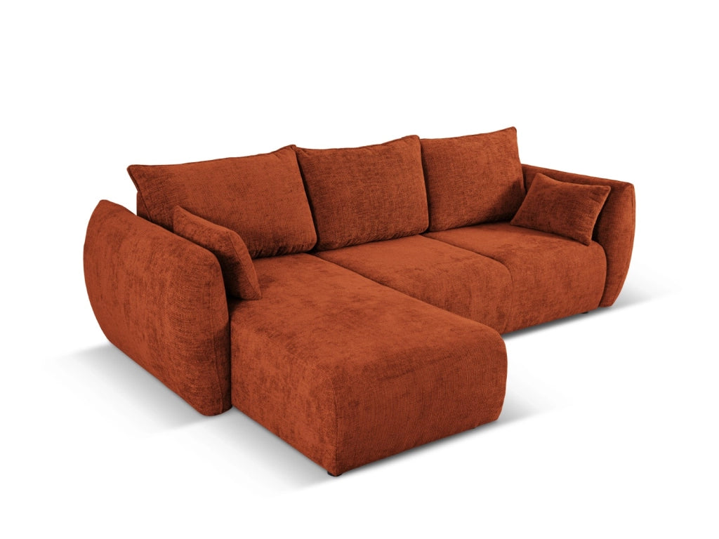 Cosmopolitan Design - Divano convertibile angolare sinistro con contenitore "Matera" 4 posti in ciniglia terracotta 