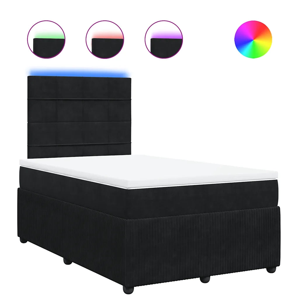 Giroletto a Molle con Materasso Nero 120x190 cm in Velluto