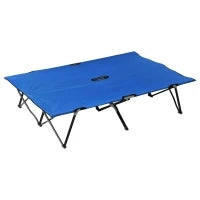 Letto da campeggio doppio pieghevole per 2 persone fino a 136 kg 193 x 125 x 40 cm poliestere Oxford metallo blu