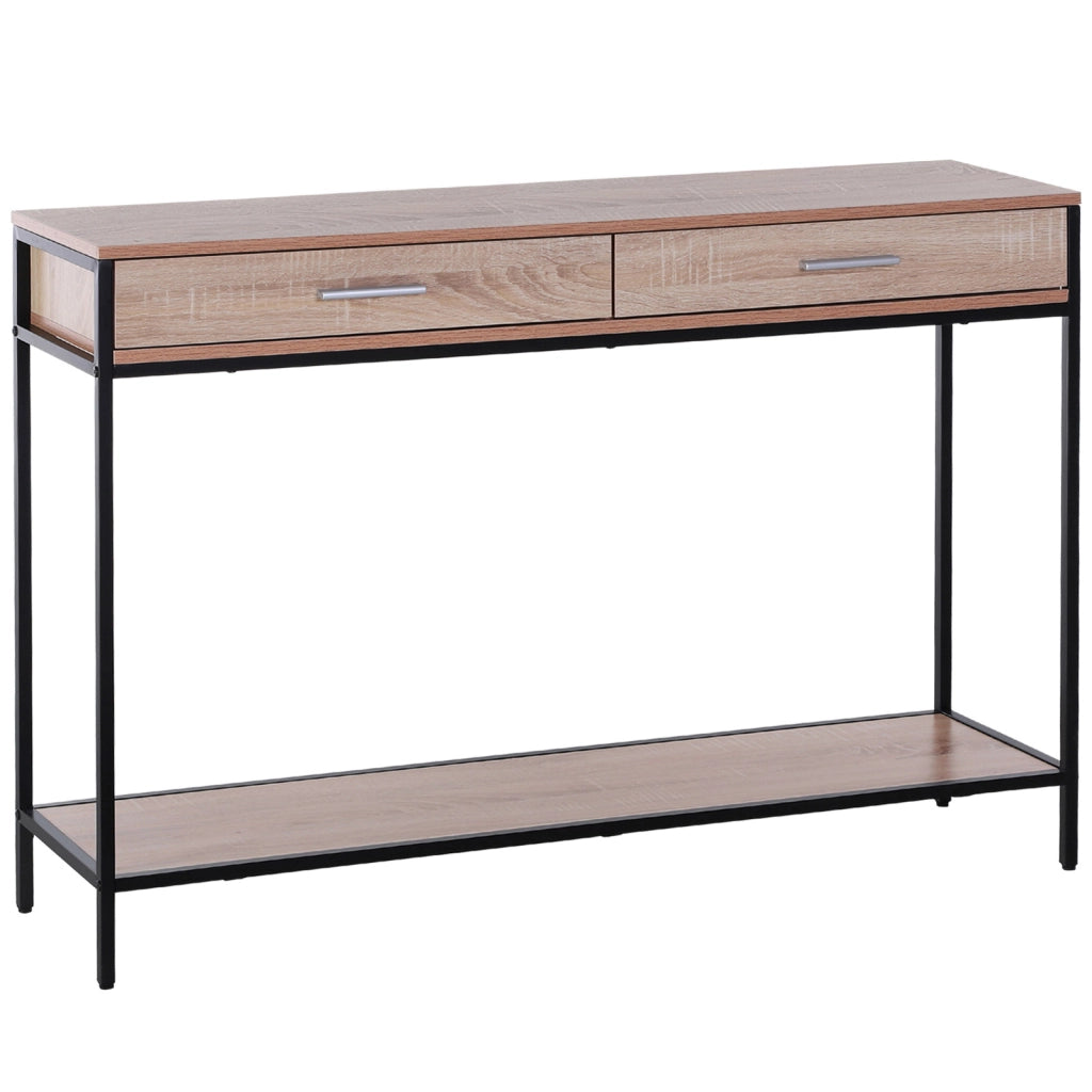 Consolle con cassetti in acciaio per ingresso ¨C zephmum ¨C rovere 120x30x81,5 cm