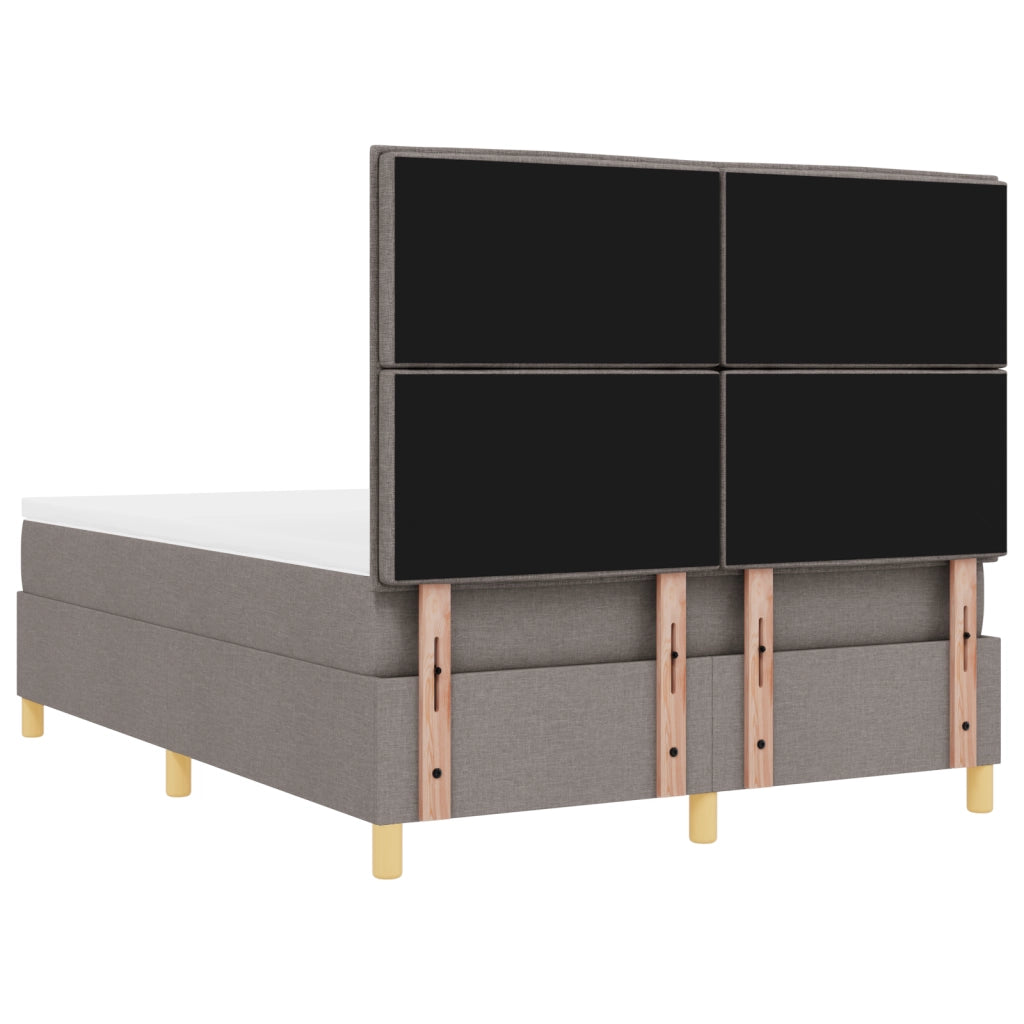 Letto con Box Spring e Materasso & LED Tortora 140x190 cm Tessuto