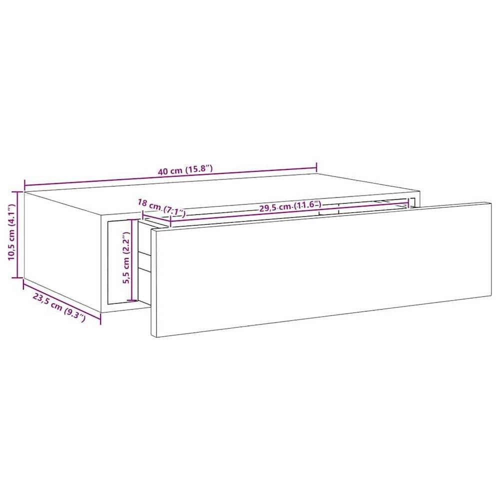 Wall Shelf With Drawer, Black, 40x23.5x10 Cm, MDF