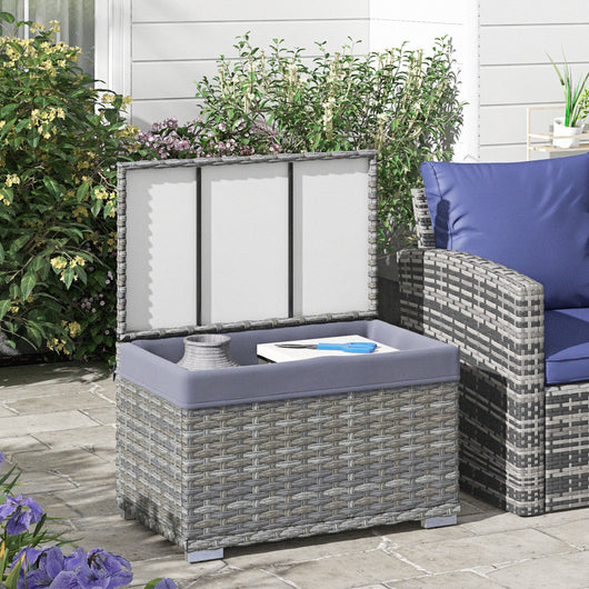 Baule da Giardino 76x45x48 cm in Rattan PE Grigio