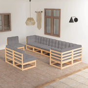 Set Salotto Giardino 9 pz Cuscini Antracite Legno Massello Pino 3076684