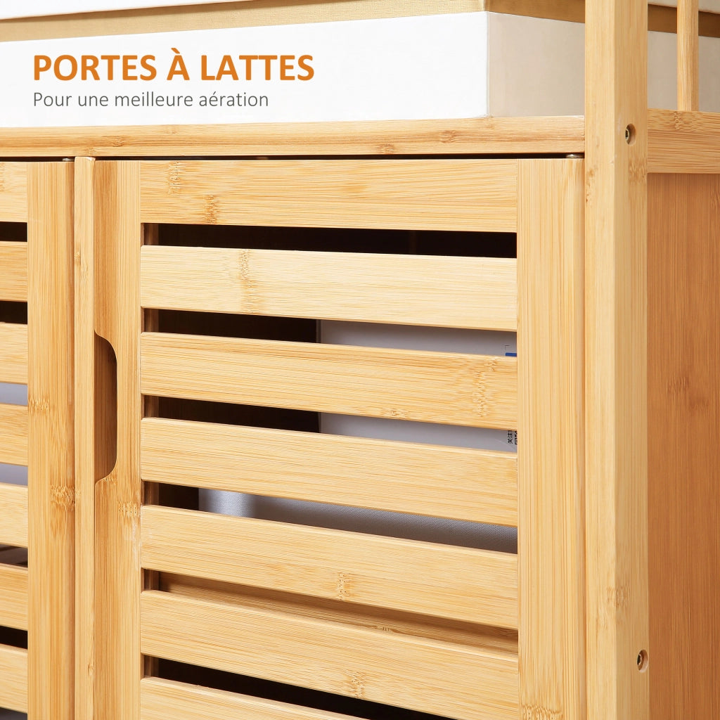 Mobile Credenza Buffet ¨C Xylo ¨C Bamb¨´ Naturale 3 Ante con Ripiani 100x35x82cm