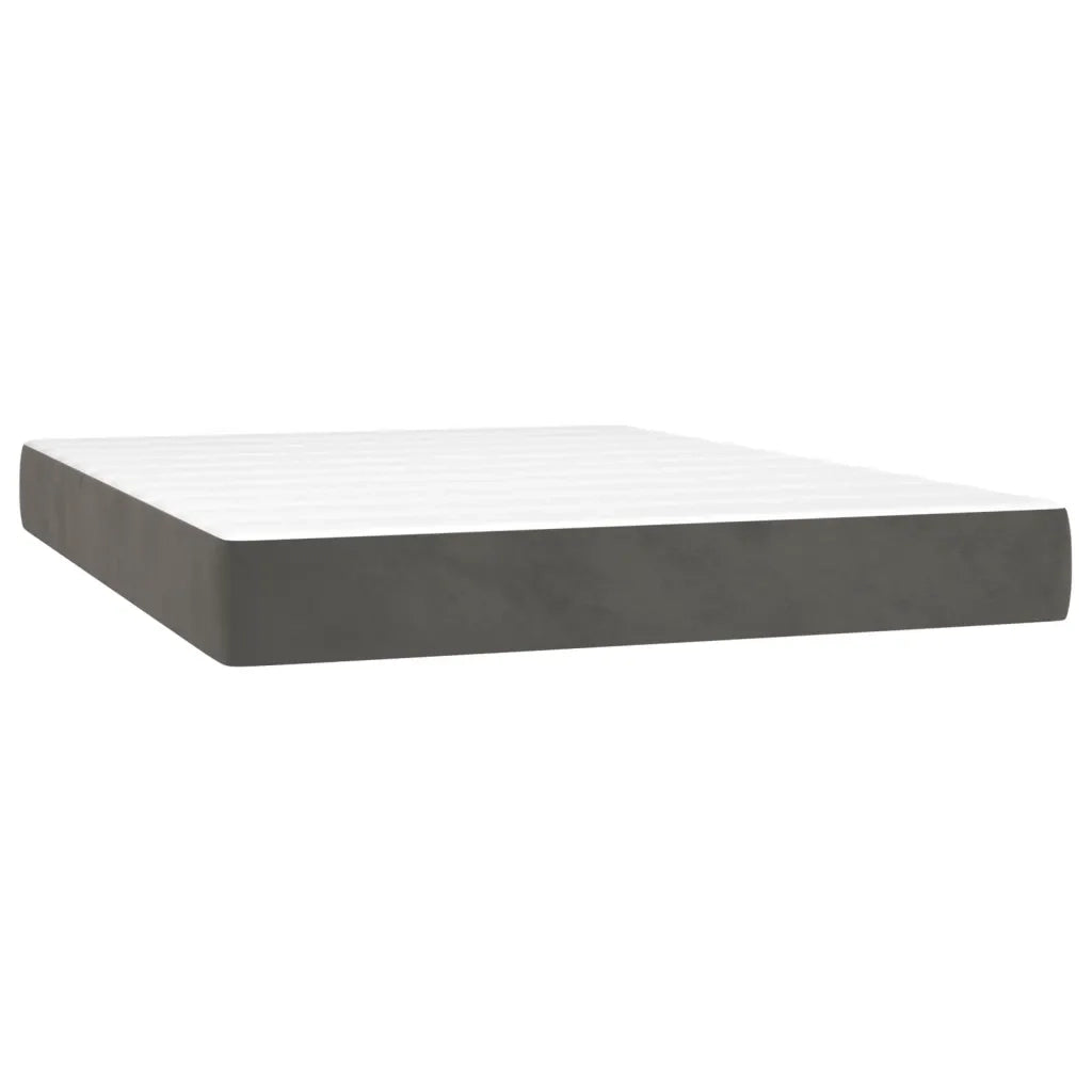 Giroletto a Molle con Materasso Grigio Scuro 140x200 cm Velluto 3129454
