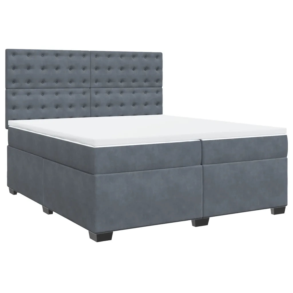 Giroletto a Molle con Materasso Grigio Scuro 200x200 cm Velluto