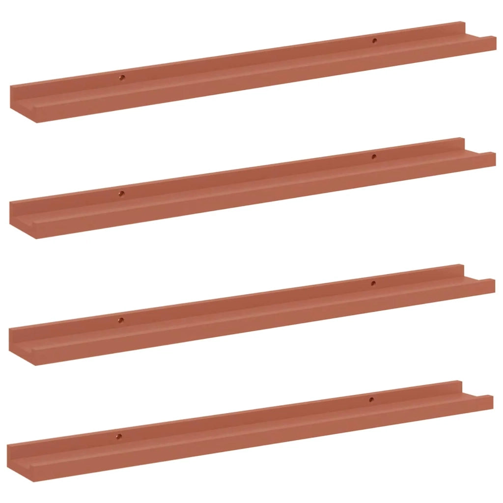 4 pz Scaffale da parete | Ripiano a parete | Mensola a parete Rosso 80 x 9 x 3 cm Legno multistrato