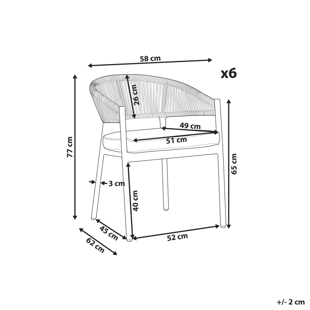 Set di 6 sedie da giardino inlegno scuro e alluminio con finitura a trasferimento termico Telaio impilabile per esterni Patio Moderno