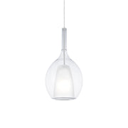 Sospensione Contemporanea Kalique Vetro Trasparente Bianco E Cromo E27 H36Cm