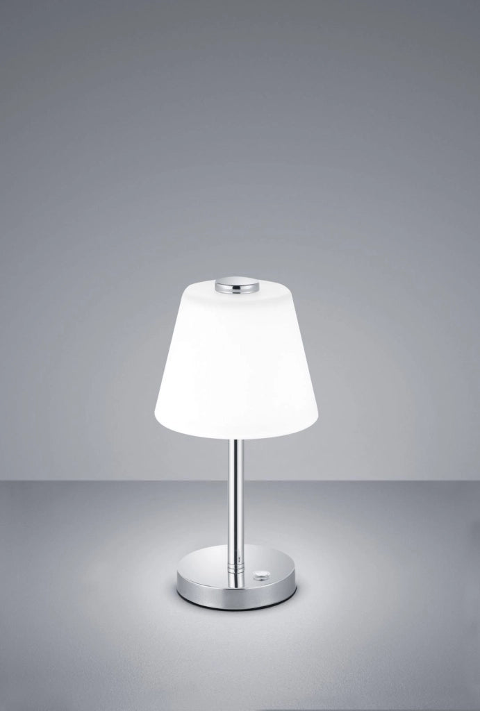 EMERAALD LAMPADA TAVOLO LED 4,5W · 1x 450lm, 3000K DIFFUSORE VETRO CONO 4 INTENSITA' DI LUCE COLORE CROMO H.29CM