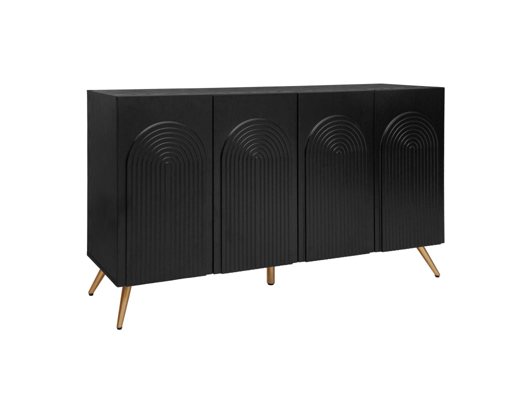 Credenza con ripiani regolabili; per ingresso; in truciolare; 150×38×83 cm; nera