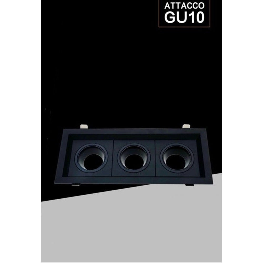 Trade Shop - Porta Faretto Triplo Orientabile Ad Incasso Nero Per Lampadine Gu10 Gu5.3 P33-n3 -