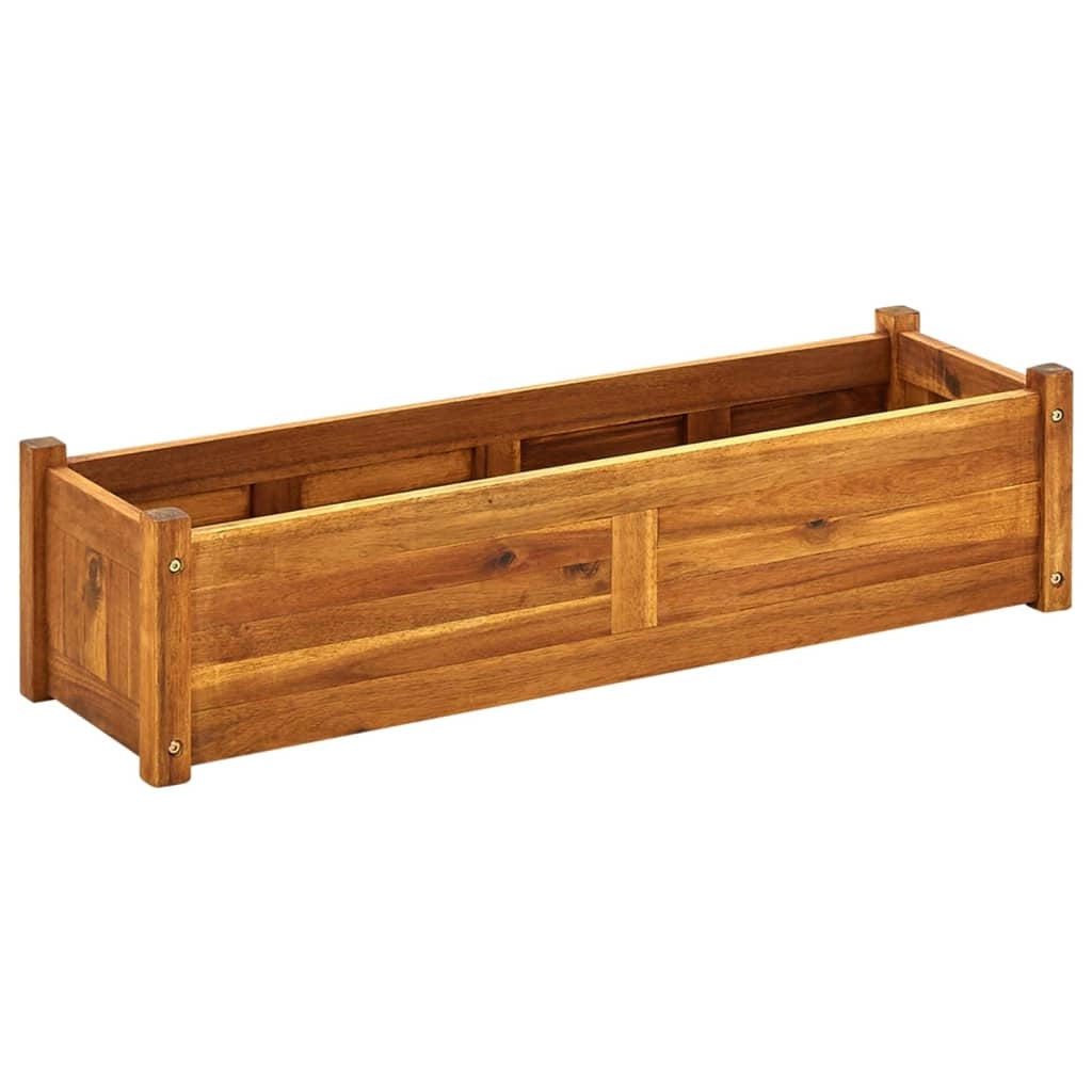 Fioriera rialzata per piante e fiori da giardino 100 x 30 x 25 cm legno di acacia 02_0001178