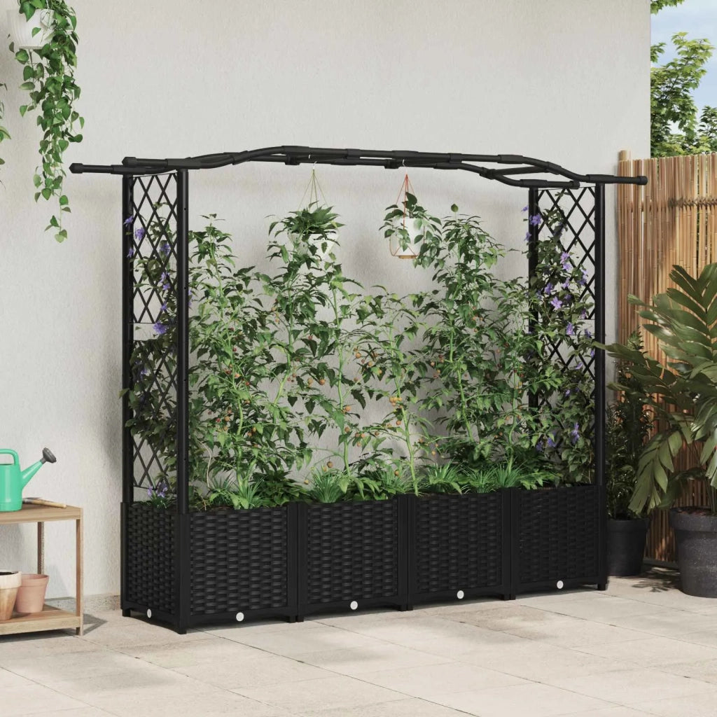 Letto Rialzato con Griglia e Tetto Nero 204 x 40 x 141 cm PP 42032532