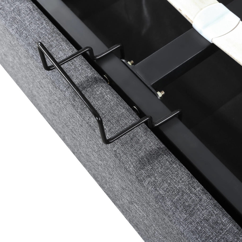 Letto matrimoniale 160x200 cm grigio con LED e contenitore