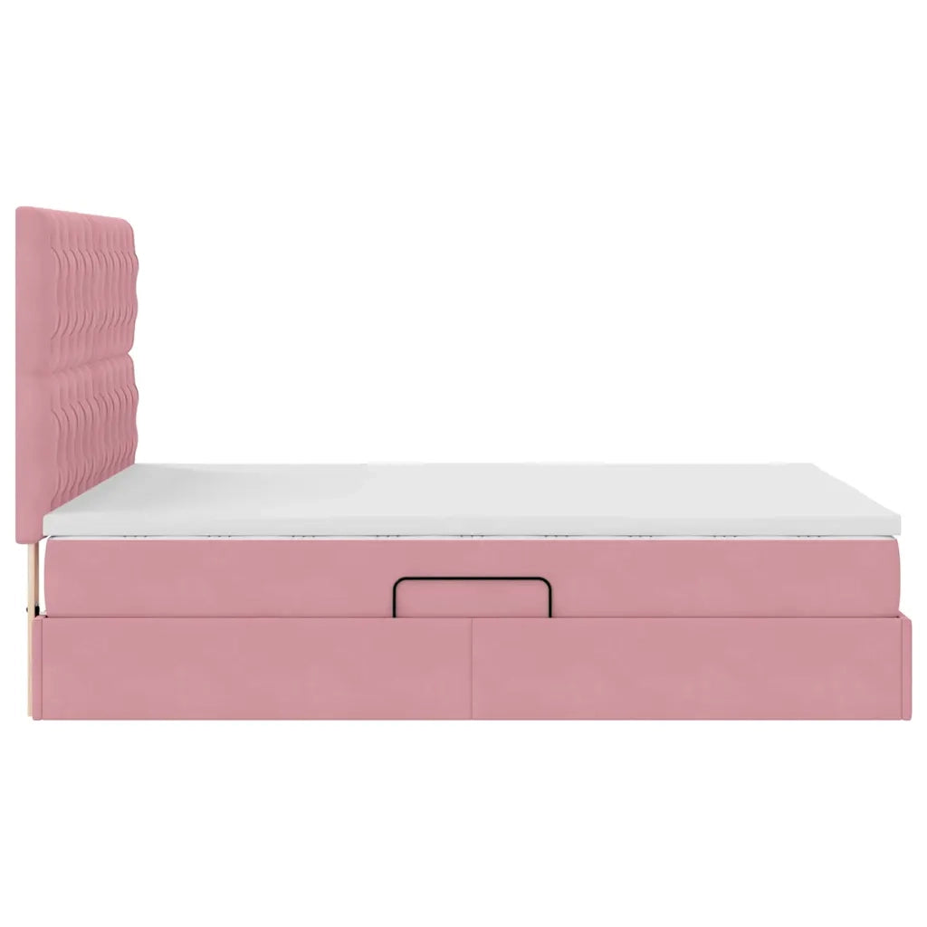 Letto con contenitore e materasso Rosa 140 x 200 cm Velluto 3372098